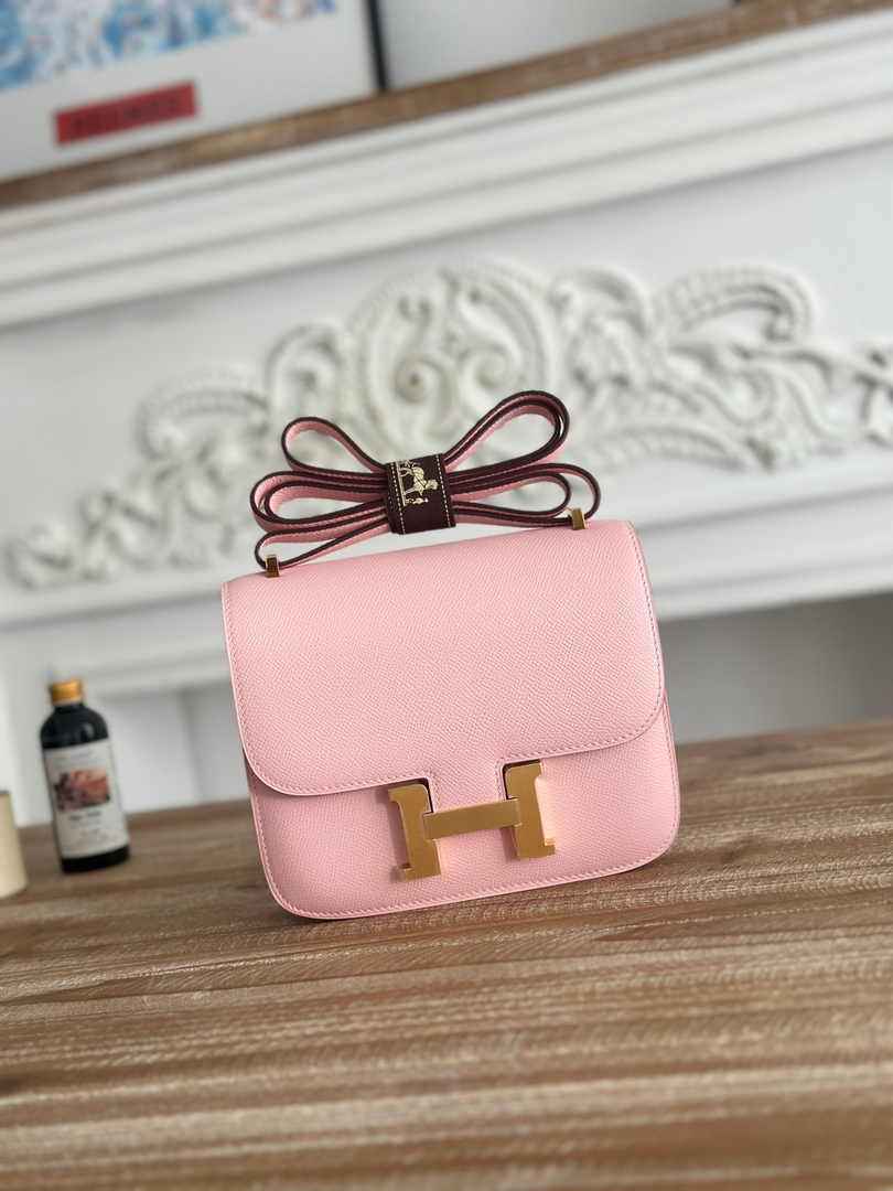 Hermes Constance Epsom Leather 19cm Light Pink Gold H082225