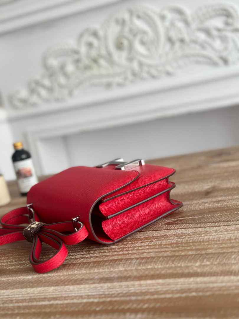 Hermes Constance Epsom Leather 19cm Red Silver H082226
