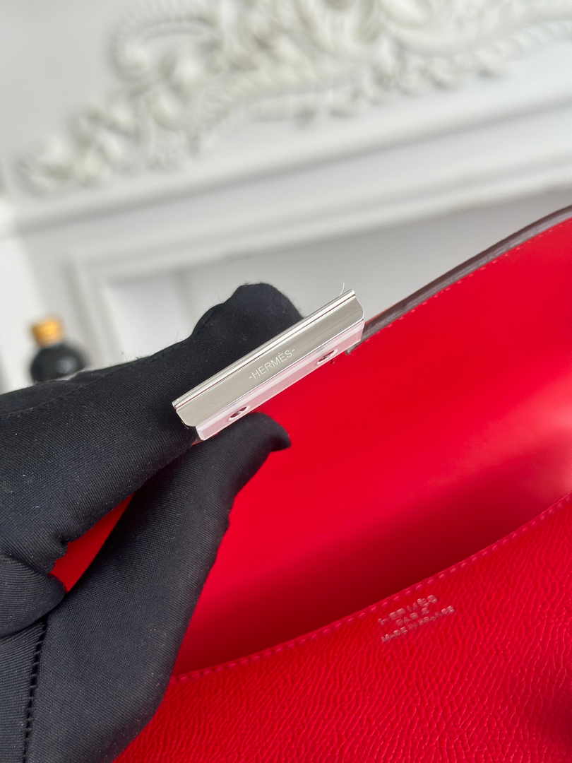 Hermes Constance Epsom Leather 19cm Red Silver H082226