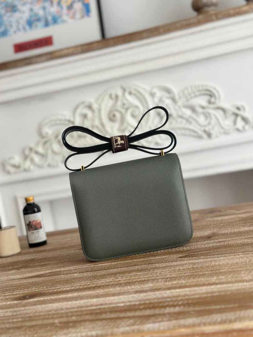 Hermes Constance Epsom Leather 19cm Gold Dark Gray H082253