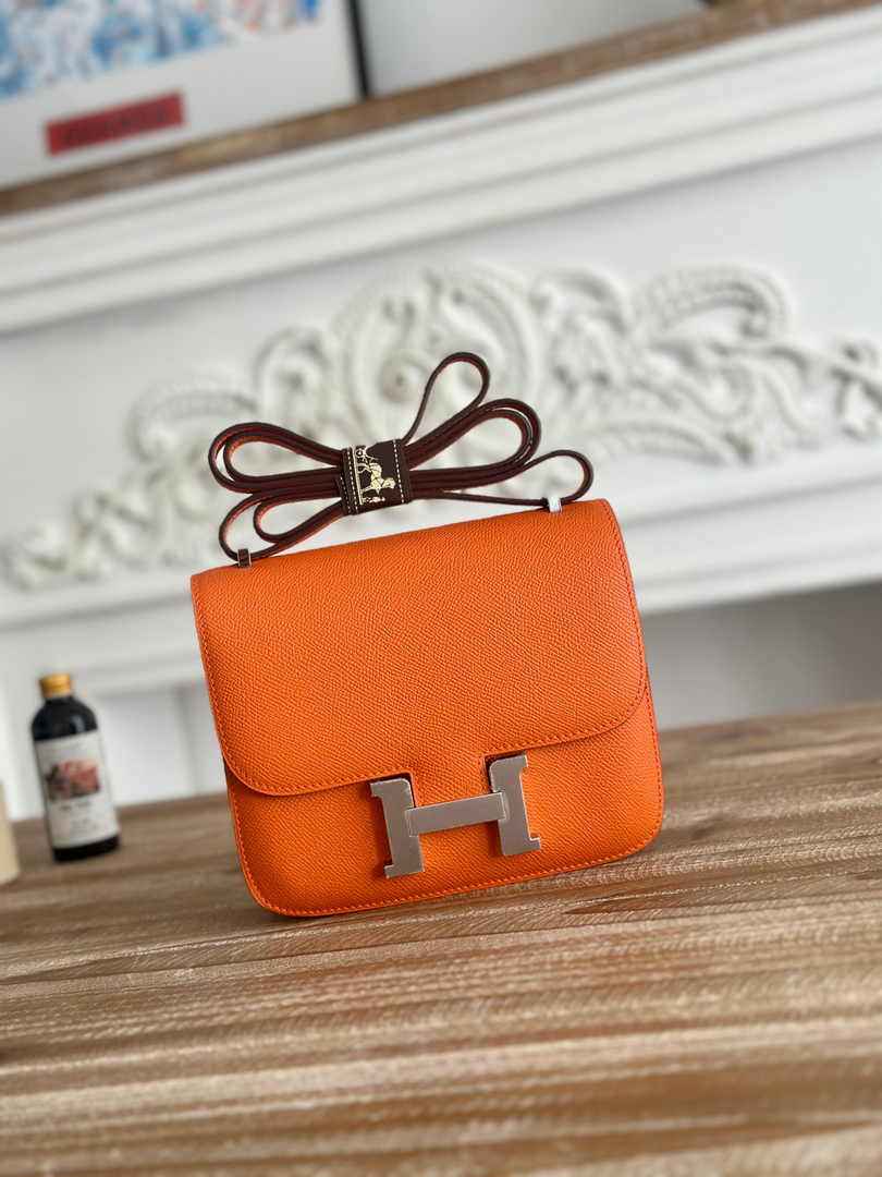 Hermes Constance Epsom Leather 19cm Orange Silver H082230