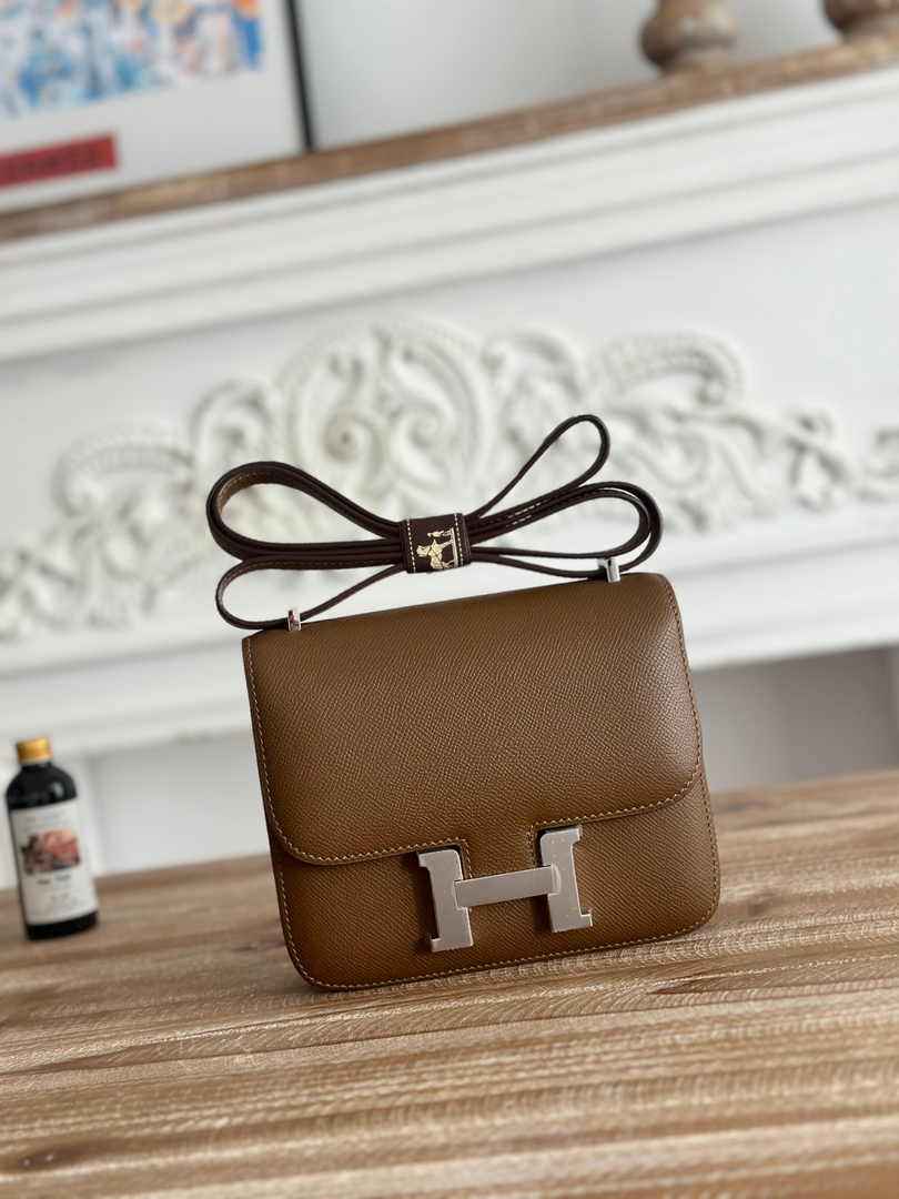 Hermes Constance Epsom Leather 19cm Brown Silver H082232