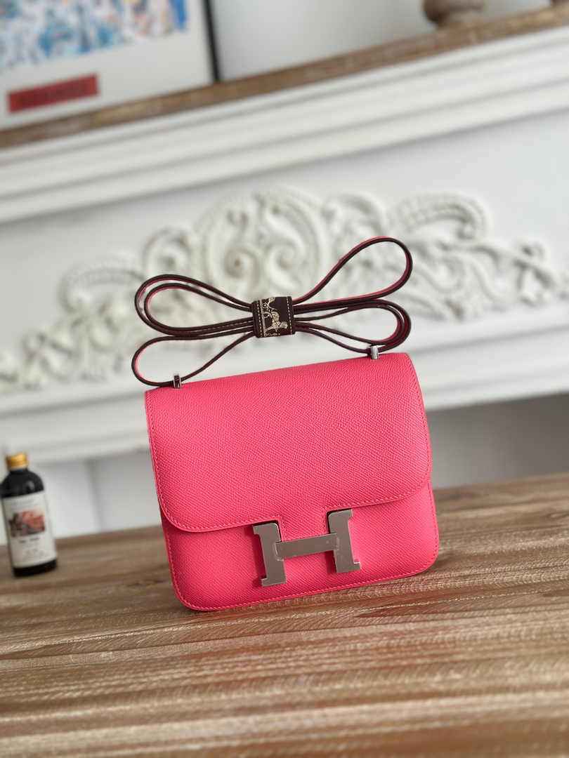 Hermes Constance Epsom Leather 19cm Dark Pink Silver H082234