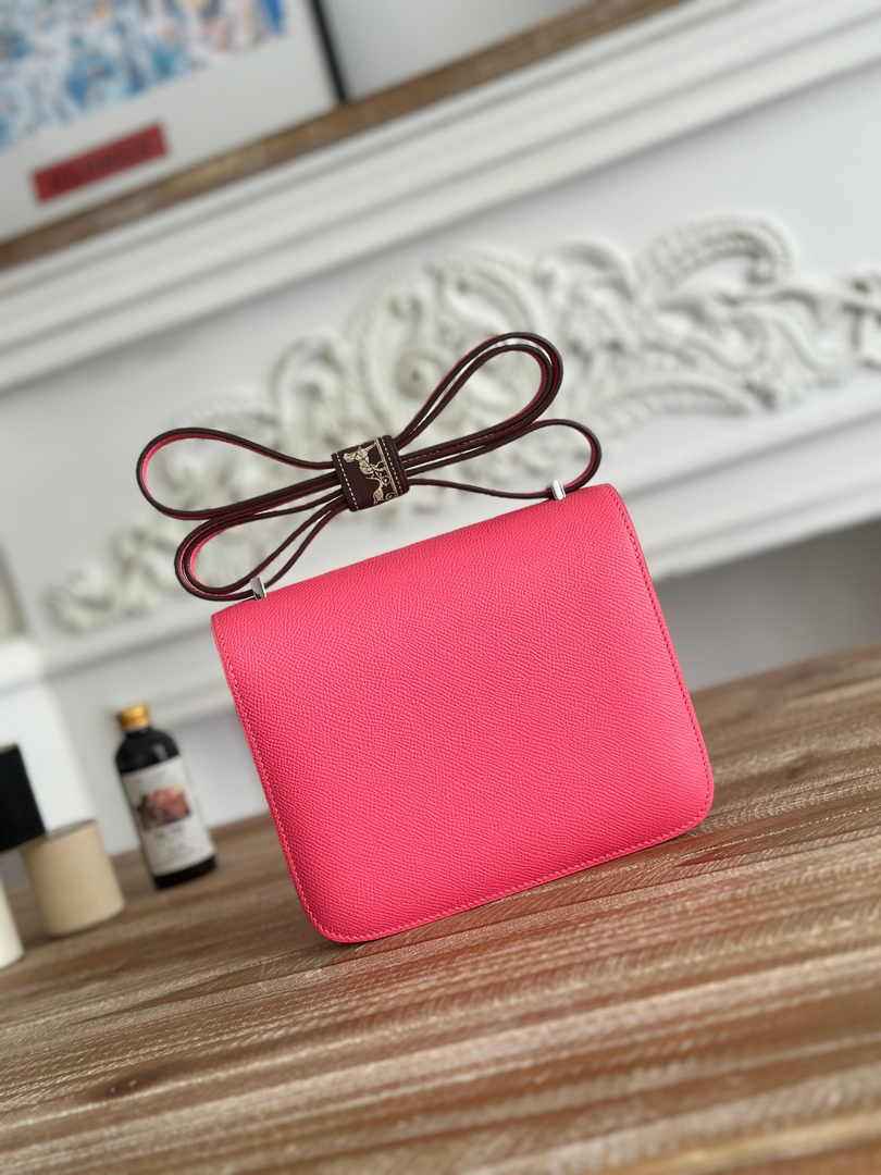Hermes Constance Epsom Leather 19cm Dark Pink Silver H082234