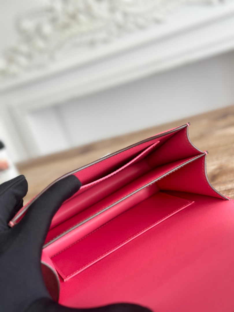 Hermes Constance Epsom Leather 19cm Dark Pink Silver H082234