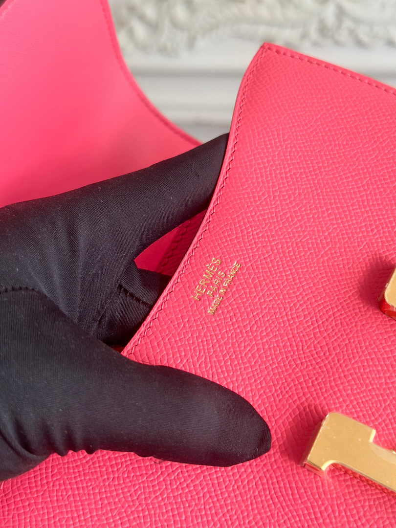 Hermes Constance Epsom Leather 19cm Dark Pink Gold H082233