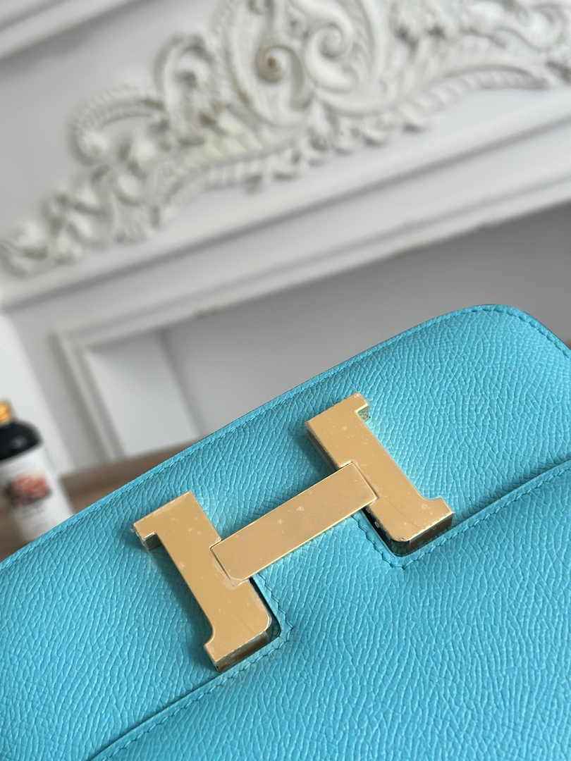 Hermes Constance Epsom Leather 19cm Blue Gold H082235