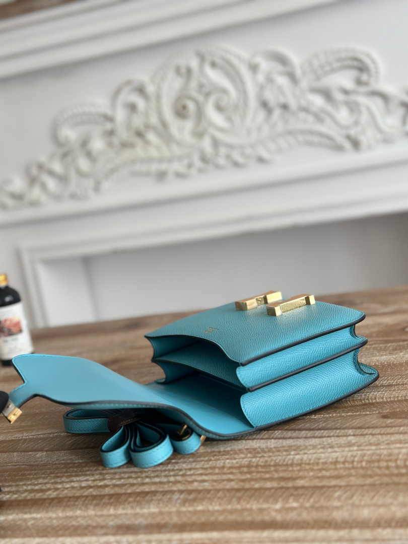 Hermes Constance Epsom Leather 19cm Blue Gold H082235
