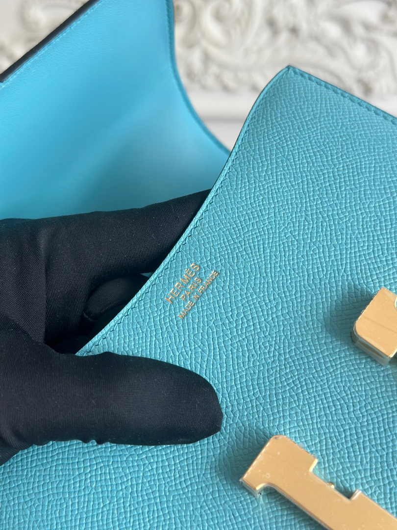 Hermes Constance Epsom Leather 19cm Blue Gold H082235