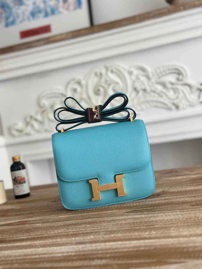 Hermes Constance Epsom Leather 19cm Blue Gold H082235
