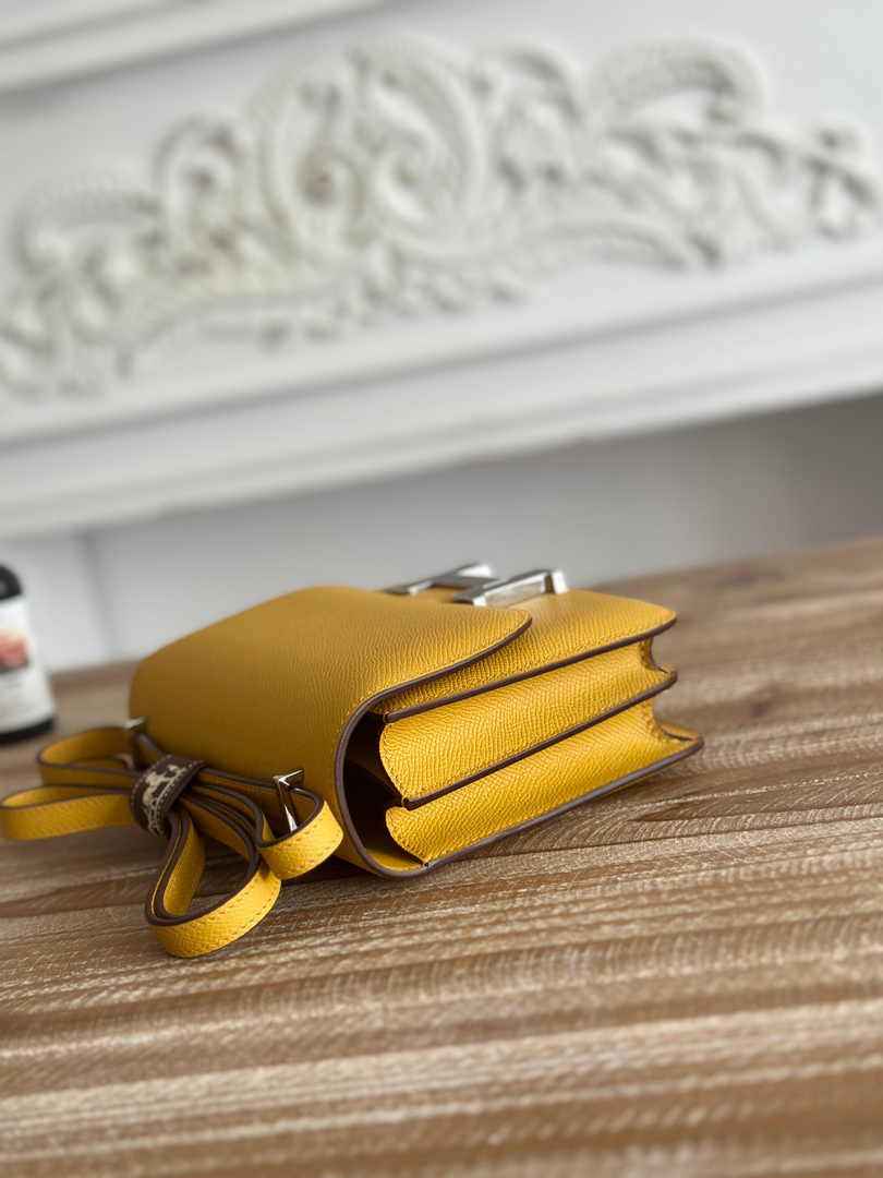 Hermes Constance Epsom Leather 19cm Dark Yellow Silver H082238
