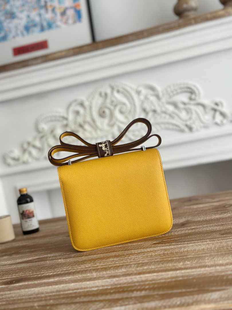 Hermes Constance Epsom Leather 19cm Dark Yellow Silver H082238