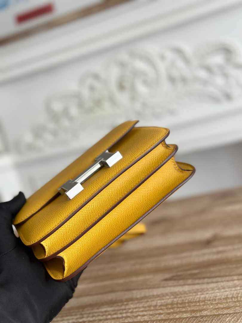 Hermes Constance Epsom Leather 19cm Dark Yellow Silver H082238