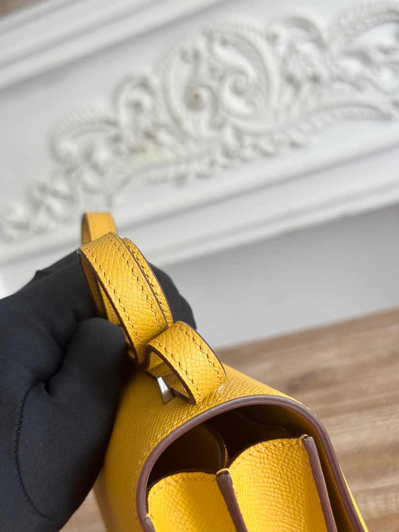 Hermes Constance Epsom Leather 19cm Dark Yellow Silver H082238
