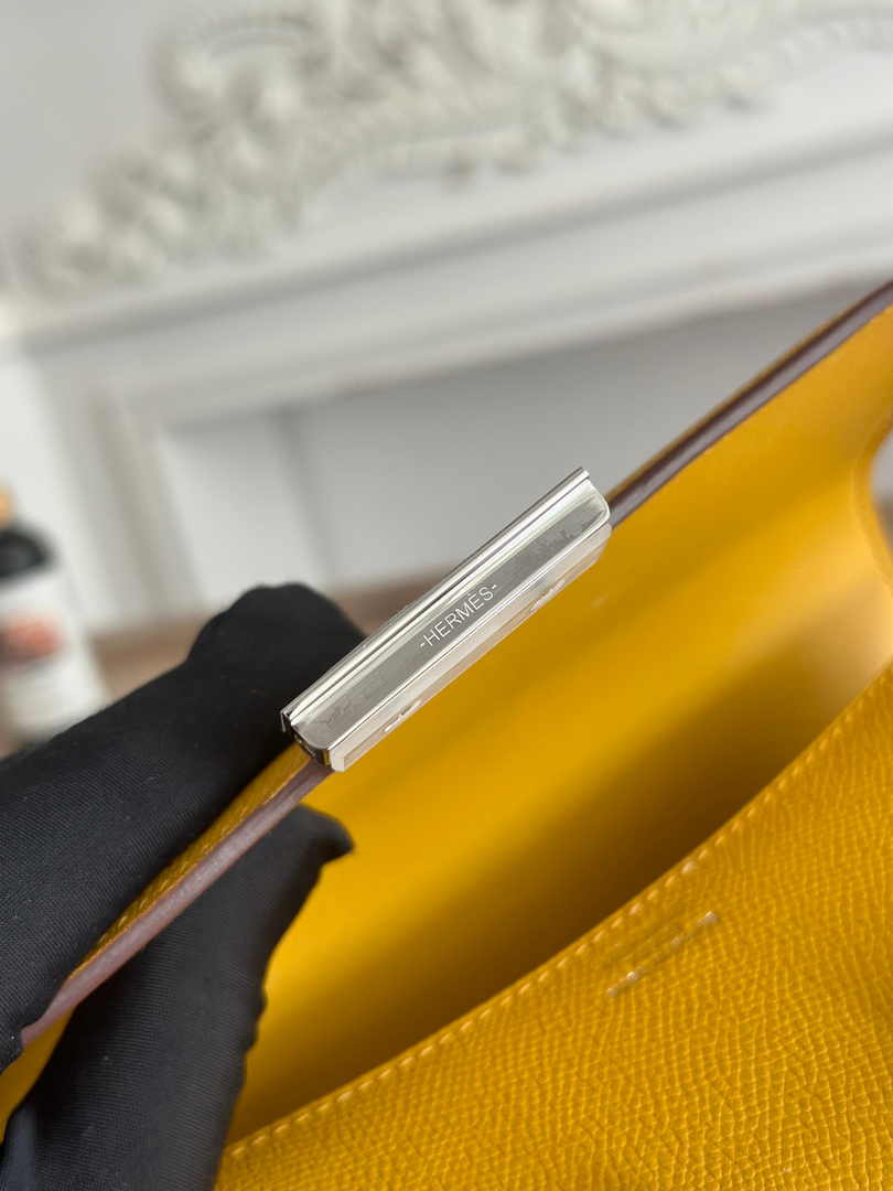 Hermes Constance Epsom Leather 19cm Dark Yellow Silver H082238