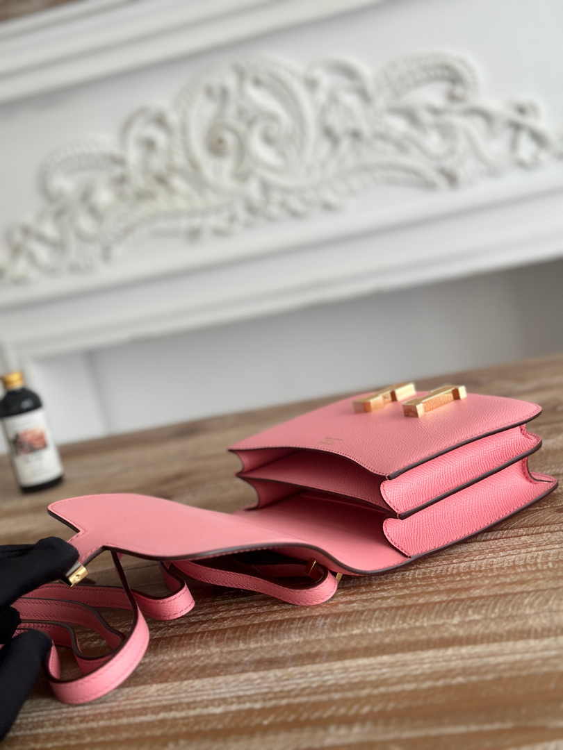Hermes Constance Epsom Leather 19cm Gold Pink H082241