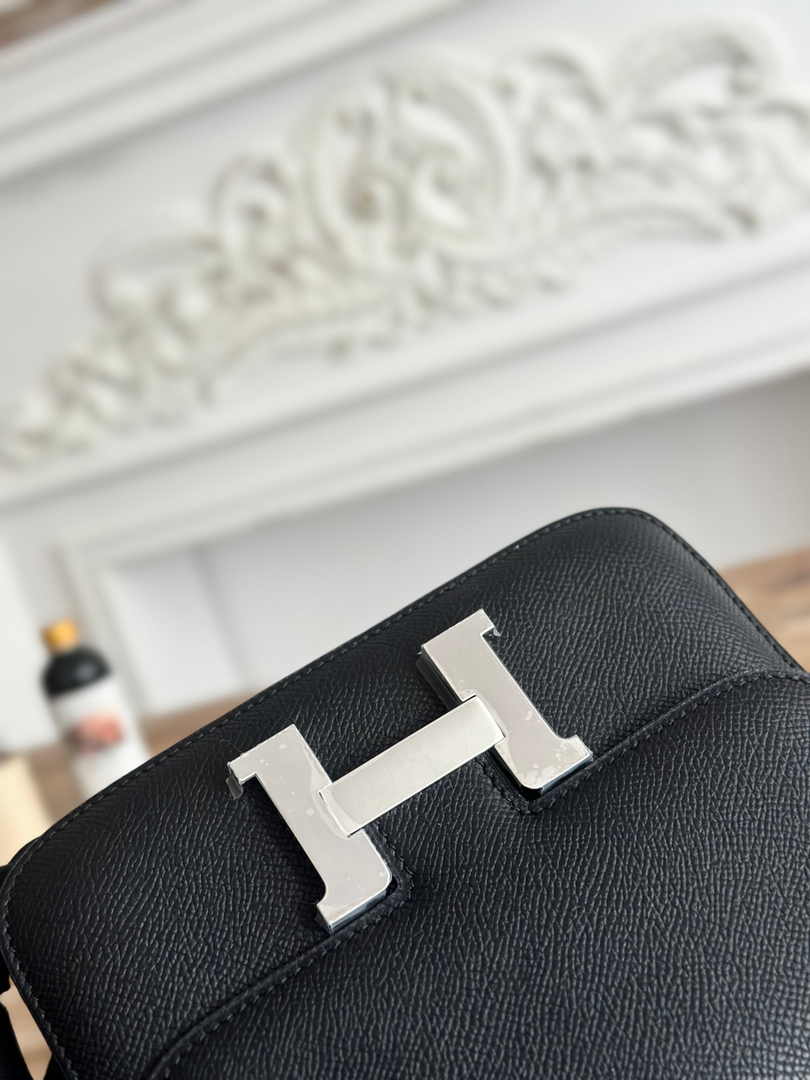 Hermes Constance Epsom Leather 19cm Black Silver H082242