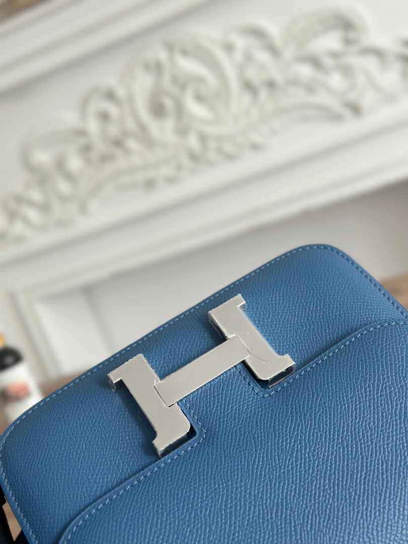 Hermes Constance Epsom Leather 19cm Silver Dark Blue H082244