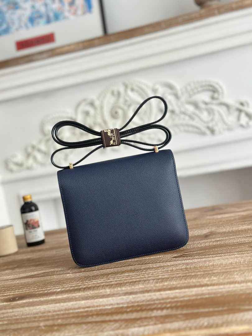 Hermes Constance Epsom Leather 19cm Gold Navy Blue H082245