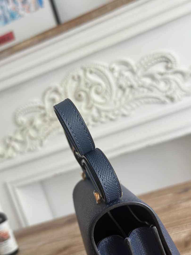 Hermes Constance Epsom Leather 19cm Gold Navy Blue H082245