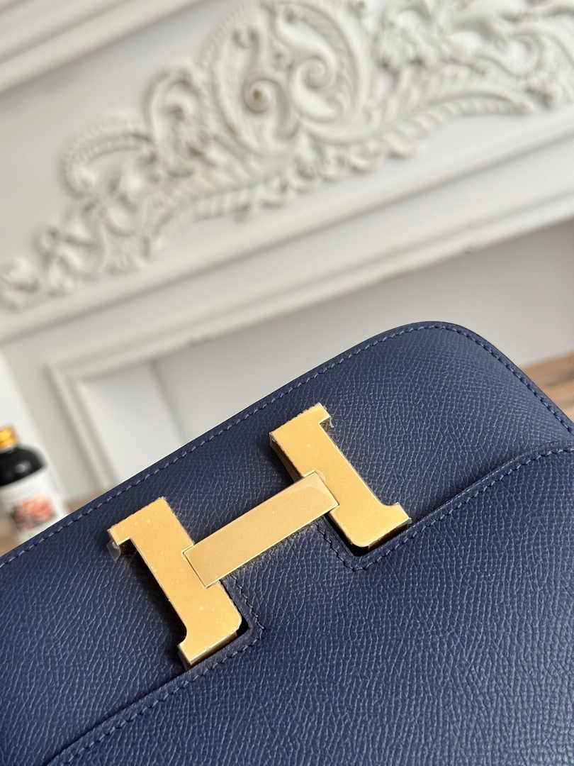 Hermes Constance Epsom Leather 19cm Gold Navy Blue H082245
