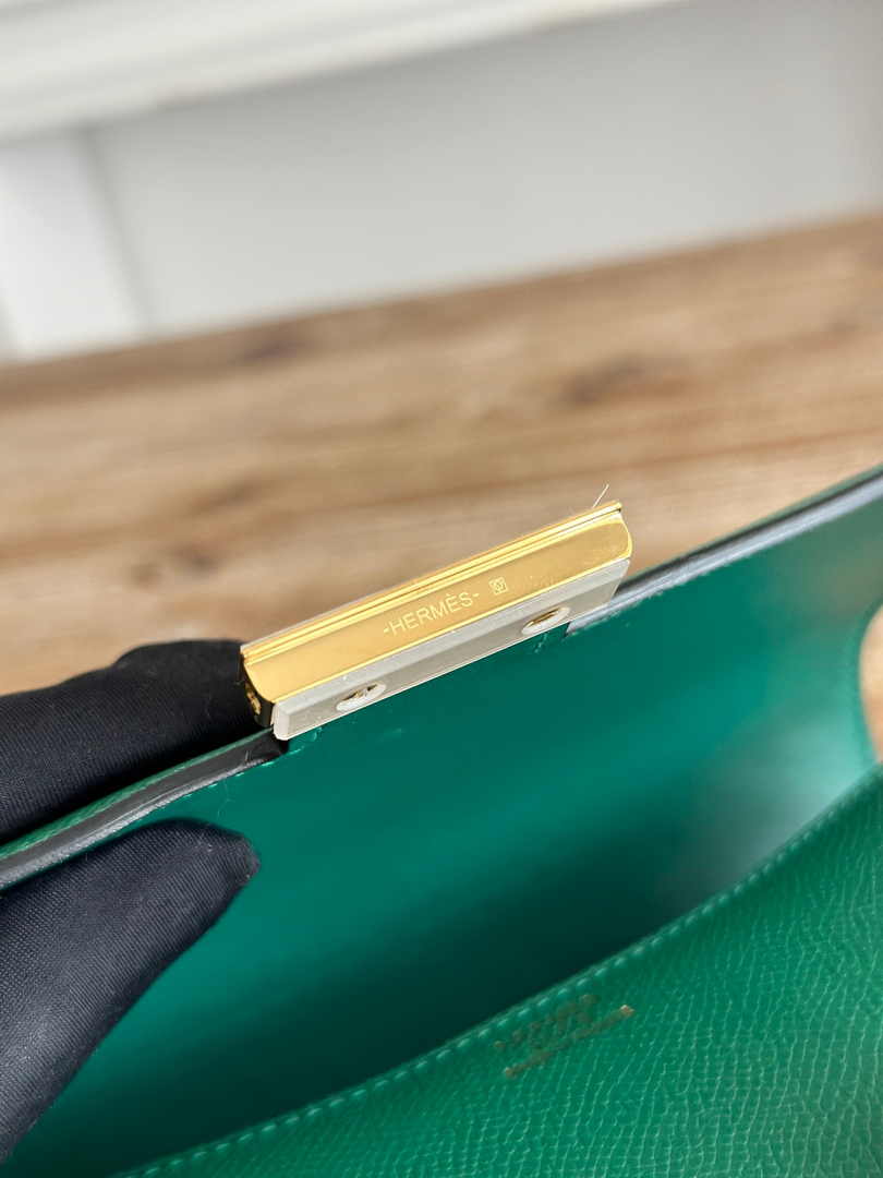 Hermes Constance Epsom Leather 19cm Gold Dark Green H082249