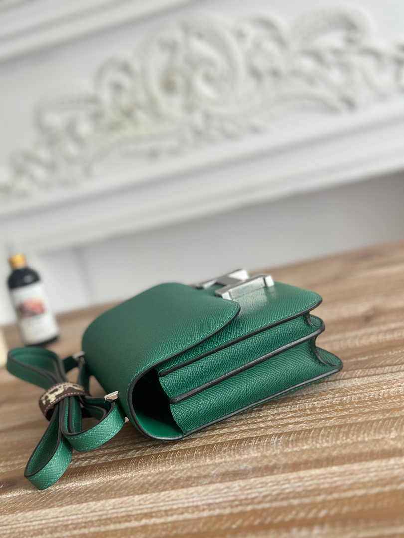 Hermes Constance Epsom Leather 19cm Silver Dark Green H082246