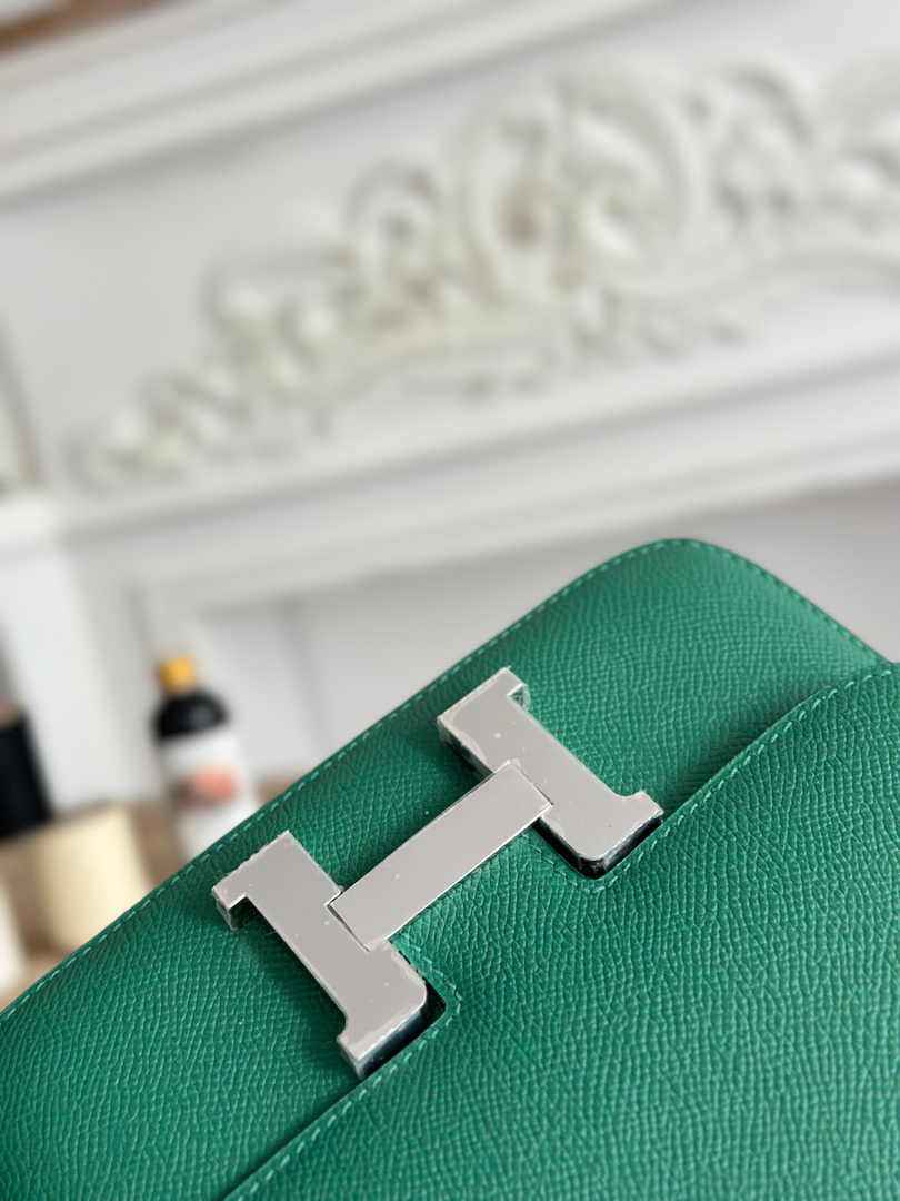 Hermes Constance Epsom Leather 19cm Silver Dark Green H082246