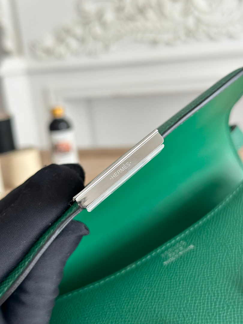 Hermes Constance Epsom Leather 19cm Silver Dark Green H082246