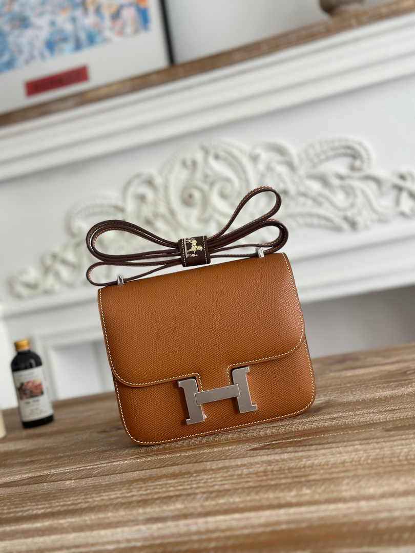 Hermes Constance Epsom Leather 19cm Brown Silver H082261