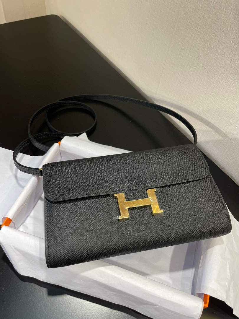 Hermes Constance Long To Go wallet H080126 Black Gold