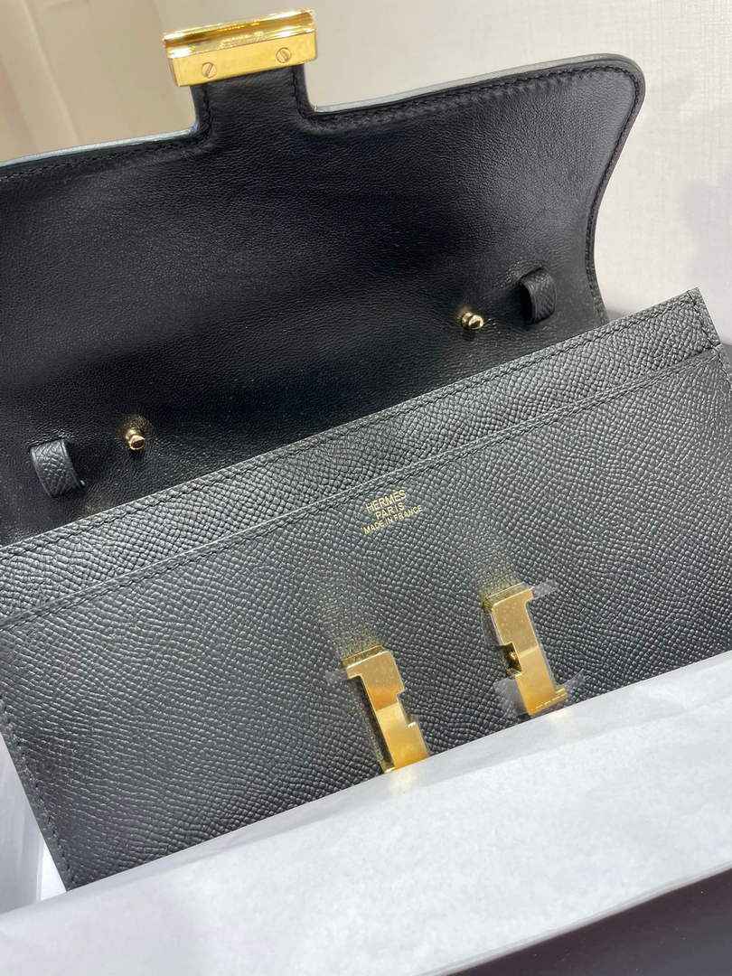 Hermes Constance Long To Go wallet H080126 Black Gold
