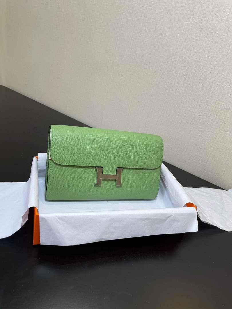 Hermes Constance Long To Go wallet H080126 light green silver