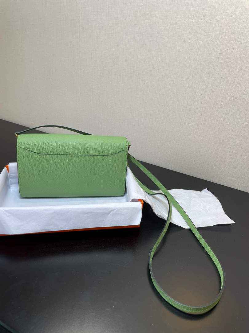 Hermes Constance Long To Go wallet H080126 light green gold