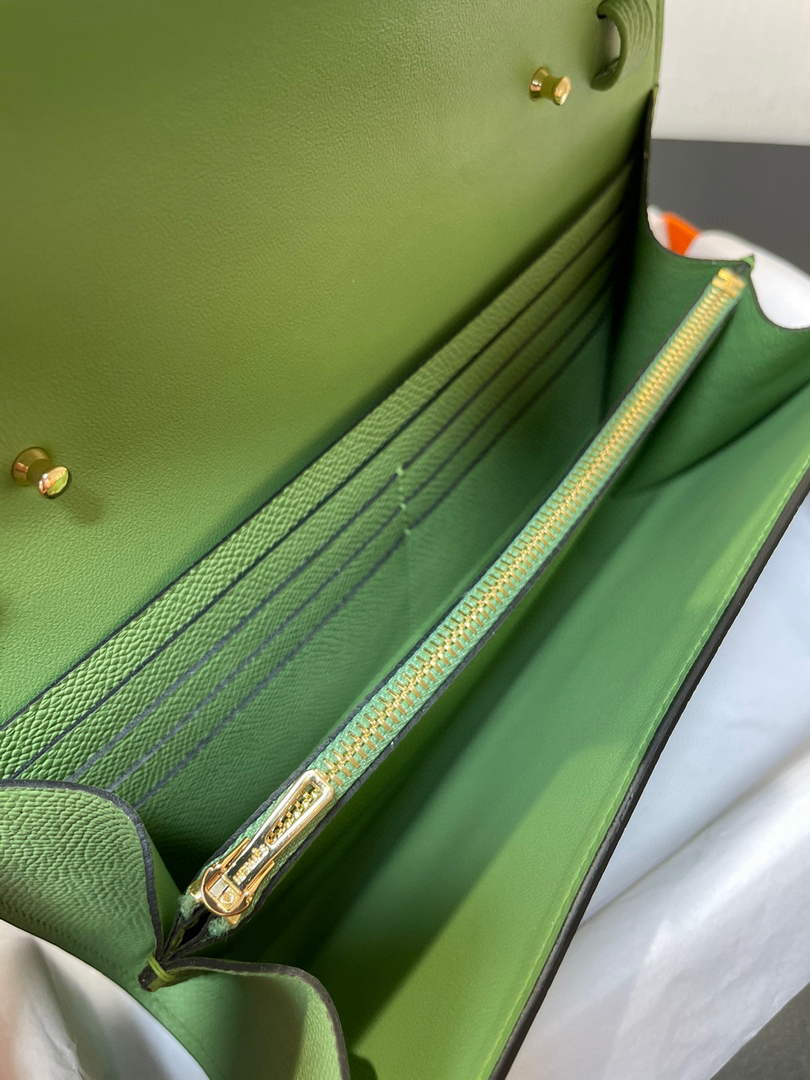 Hermes Constance Long To Go wallet H080126 light green gold