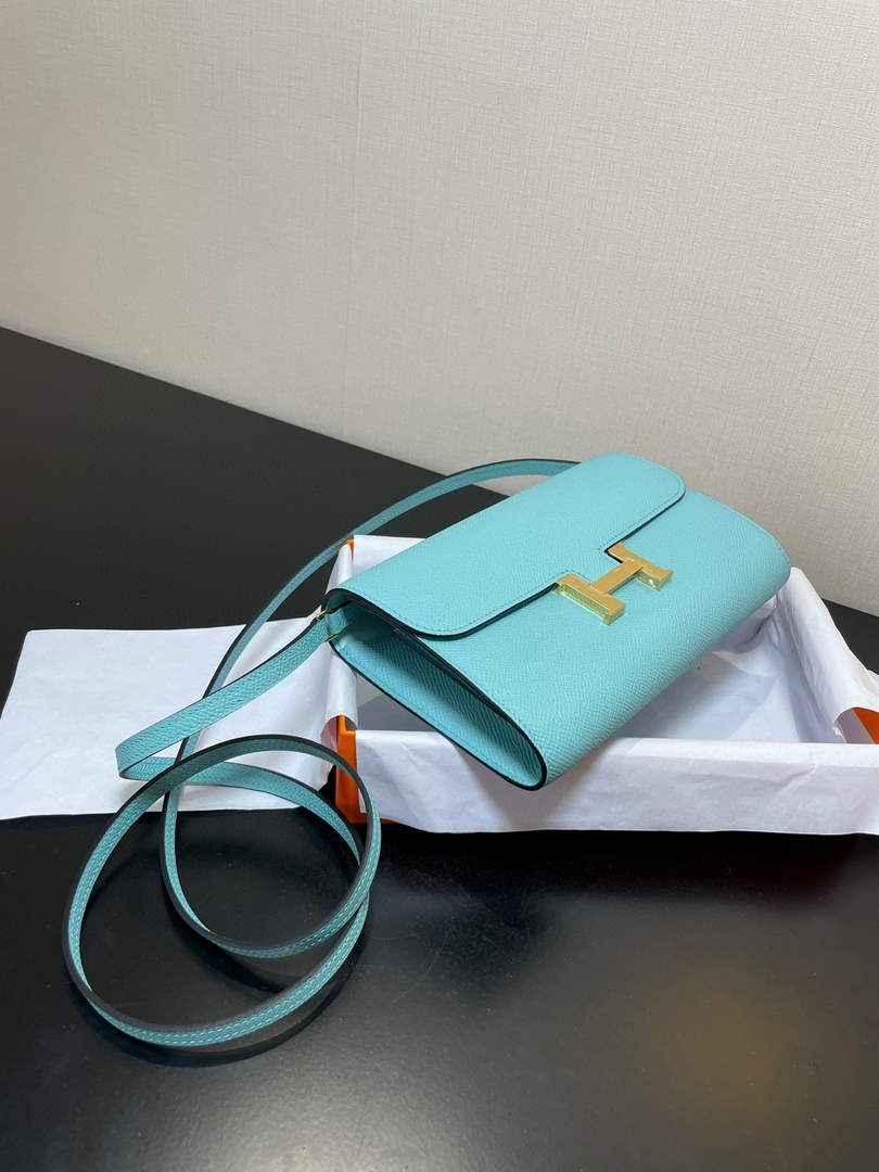 Hermes Constance Long To Go wallet H080126 blue gold