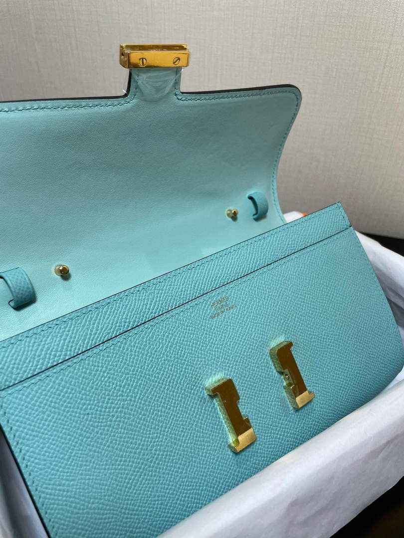 Hermes Constance Long To Go wallet H080126 blue gold