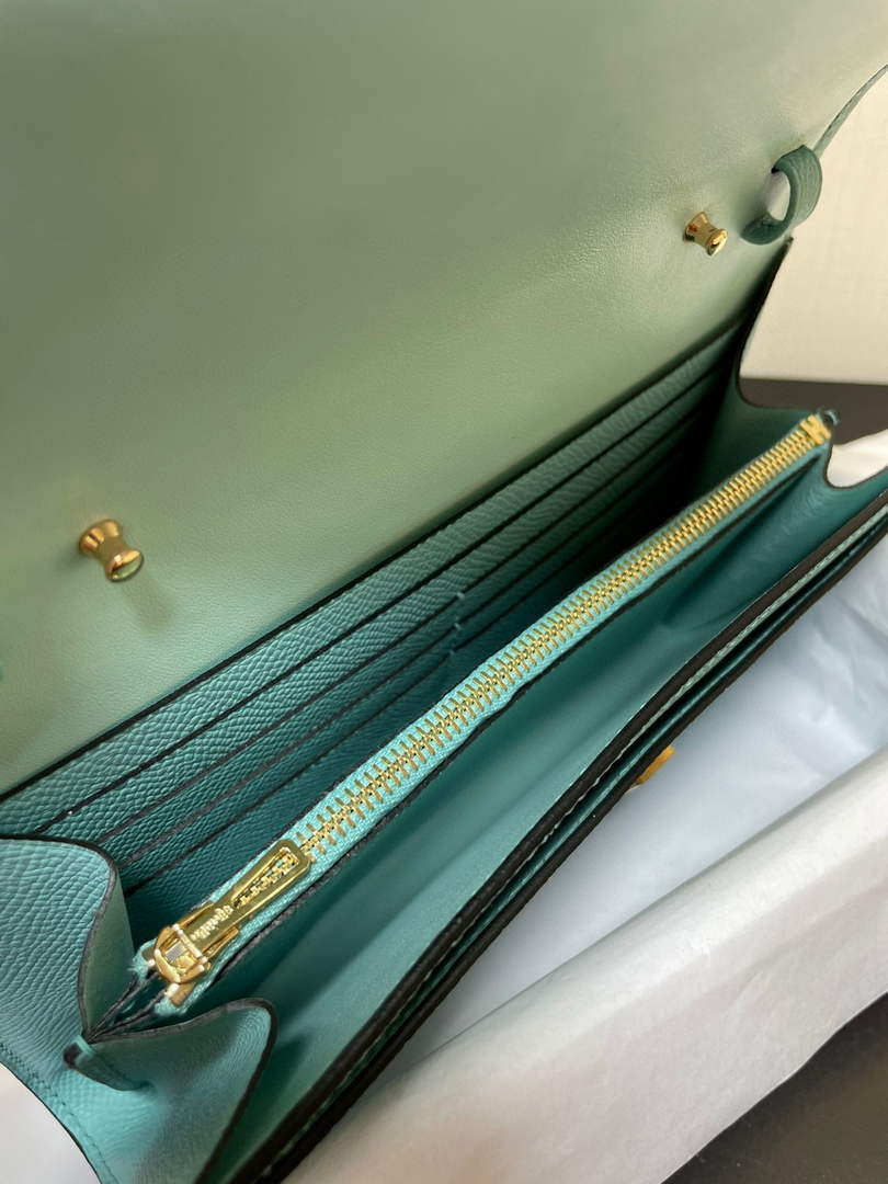 Hermes Constance Long To Go wallet H080126 blue gold