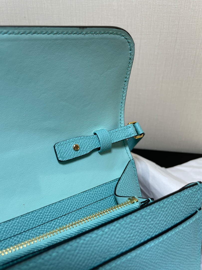 Hermes Constance Long To Go wallet H080126 blue gold