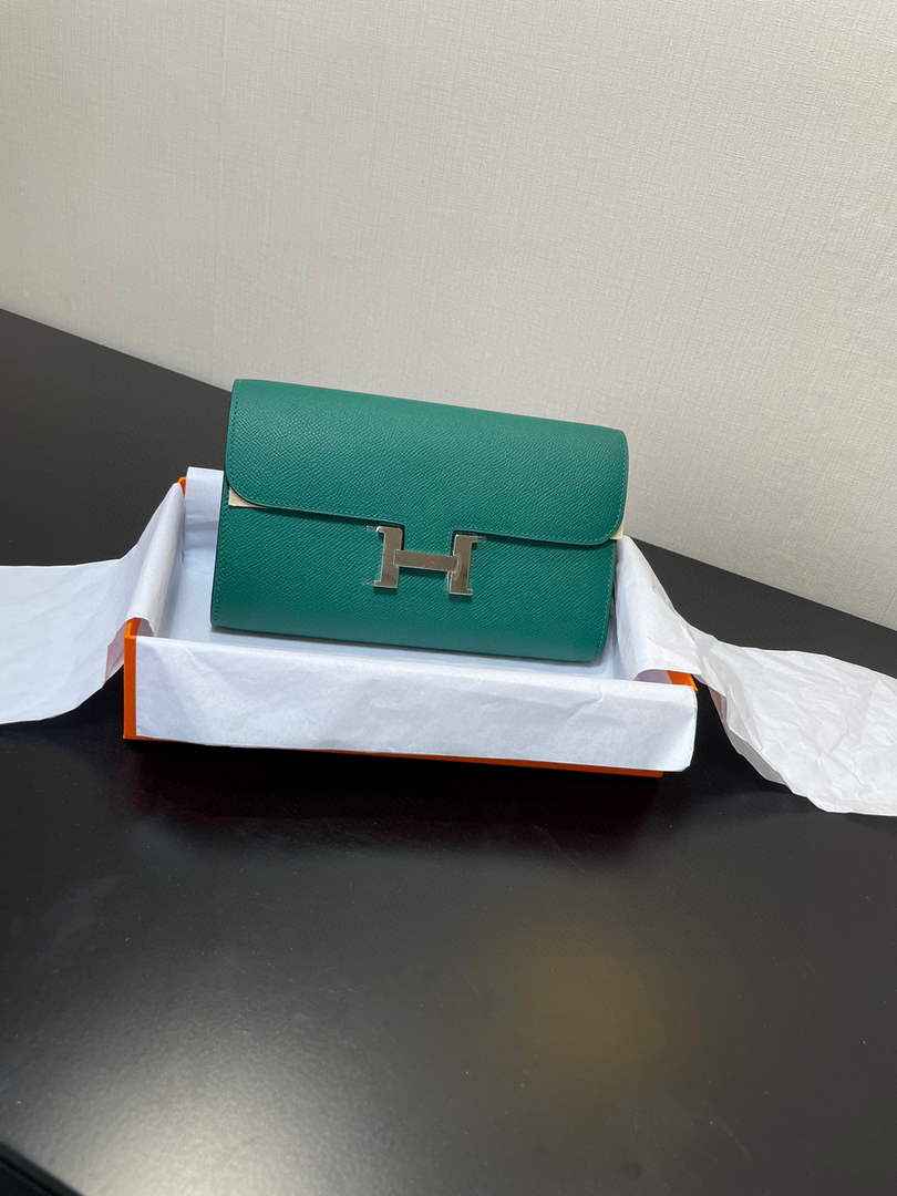 Hermes Constance Long To Go wallet H080126 green silver