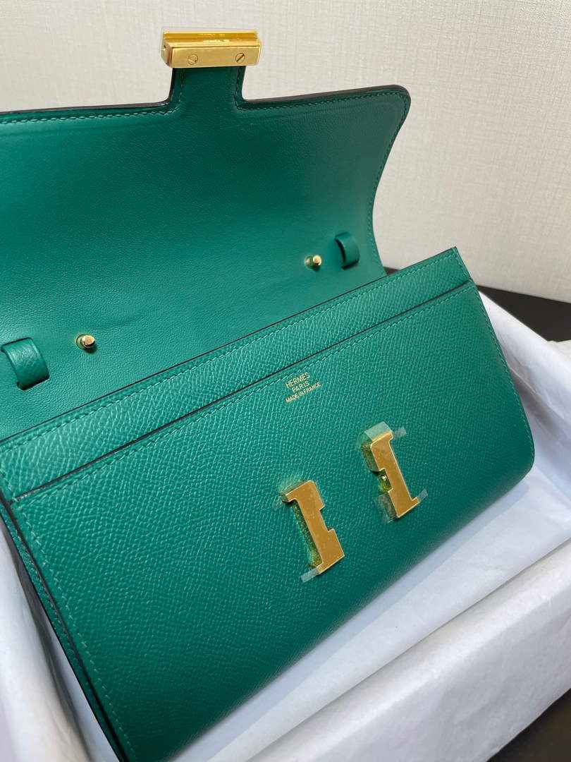Hermes Constance Long To Go wallet H080126 green gold