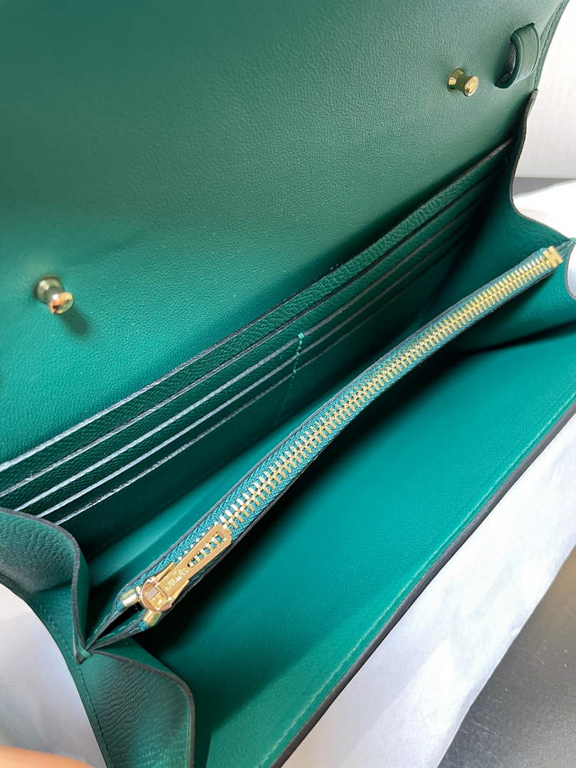 Hermes Constance Long To Go wallet H080126 green gold