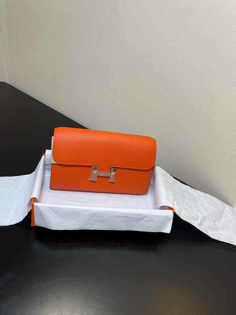 Hermes Constance Long To Go wallet H080126 Orange silver
