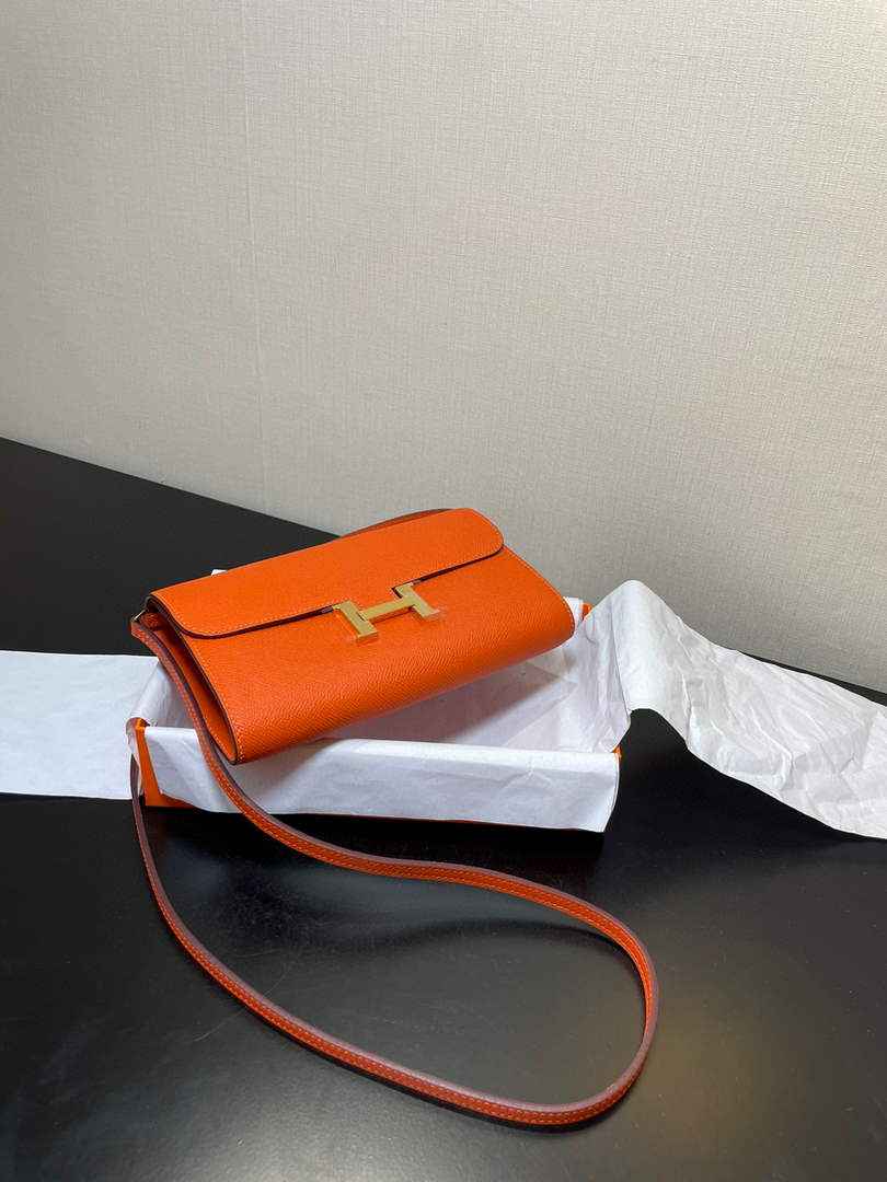 Hermes Constance Long To Go wallet H080126 Orange gold