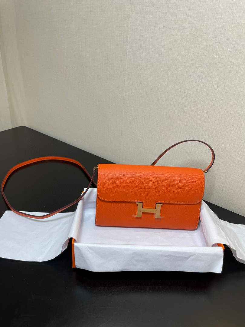 Hermes Constance Long To Go wallet H080126 Orange gold