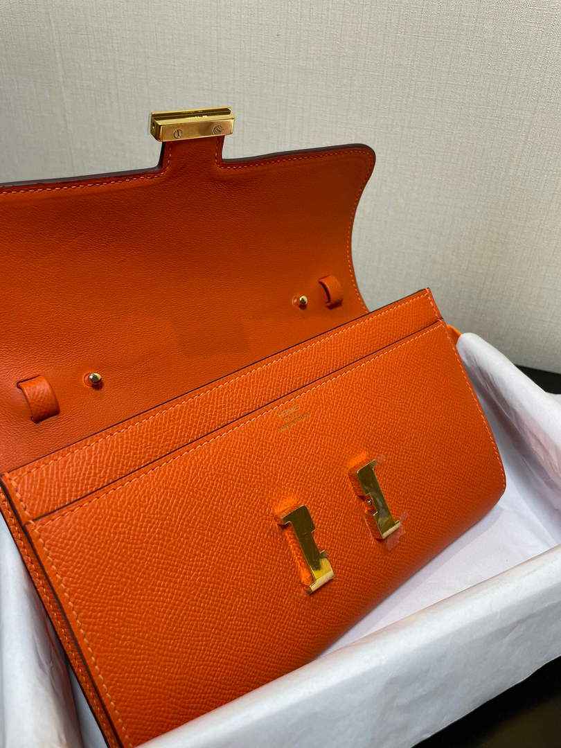 Hermes Constance Long To Go wallet H080126 Orange gold
