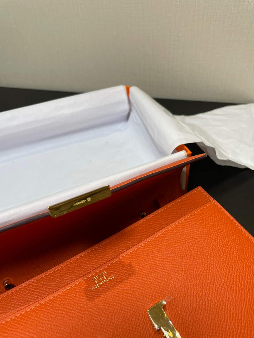 Hermes Constance Long To Go wallet H080126 Orange gold