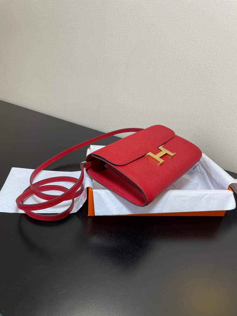 Hermes Constance Long To Go wallet H080126 Red Gold