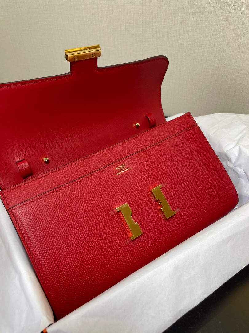 Hermes Constance Long To Go wallet H080126 Red Gold