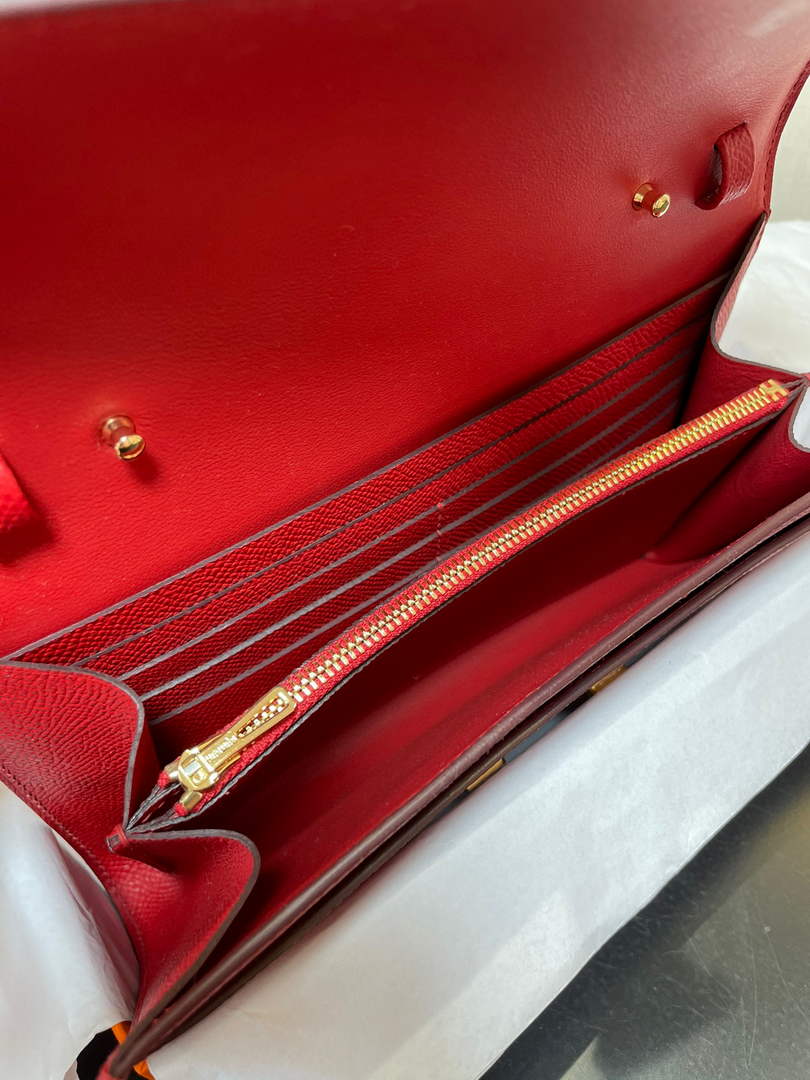 Hermes Constance Long To Go wallet H080126 Red Gold